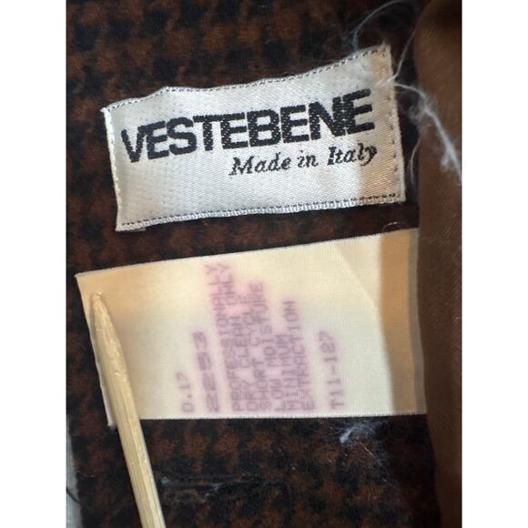 Vintage Wool Brown Houndstooth Oversized Blazer Size 12 Academia Preppy Heritage - Picture 7 of 8